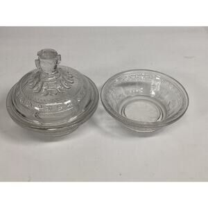 2 Antique EAPG Adam’s & Co Egyptian Oasis Pattern Sphinx Candy Dishes (1 Lidded)